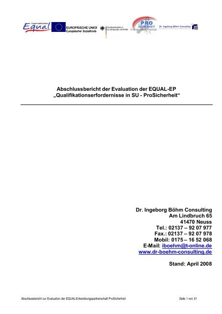 Download PDF-Datei: EQUAL-Abschlussbericht - Dr. Ingeborg Böhm