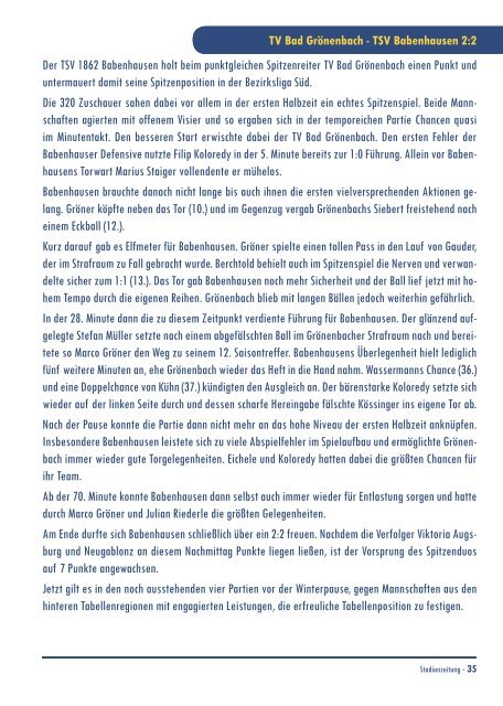 20161029 Stadionzeitung TSV Babenhausen - TSV Dinkelscherben