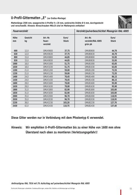 U-Profil-Gittermatten - KSM-Zaunbau