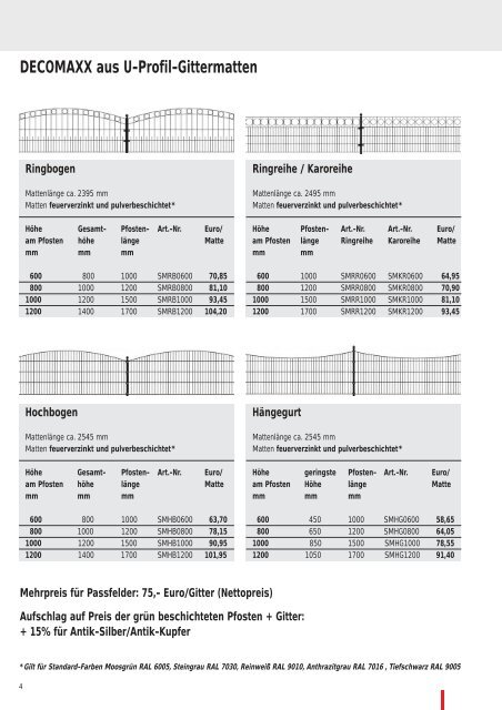 U-Profil-Gittermatten - KSM-Zaunbau