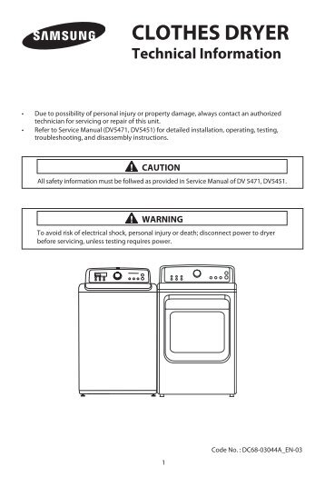 Samsung 7.4 cu. ft. Electric Top Loading Steam Dryer - DV5451AEW/XAA - User Manual ver.  (ENGLISH, FRENCH, SPANISH,4.78 MB)