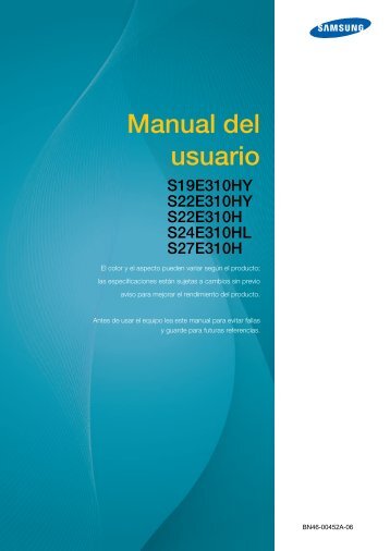 Samsung 21.5" LED Monitor with simple stand - LS22E310HS/ZA - User Manual ver. 1.0 (SPANISH,3.52 MB)