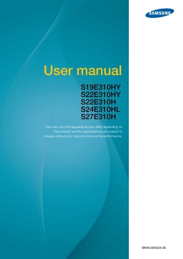 Samsung 21.5" LED Monitor with simple stand - LS22E310HS/ZA - User Manual ver. 1.0 (ENGLISH,3.57 MB)
