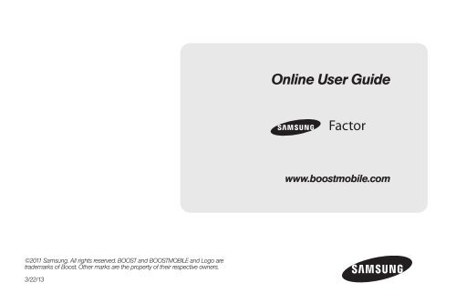 Samsung Samsung Factor&trade; (Boost) Cell Phone - SPH-M260ZKABST - User Manual (ENGLISH(North America))