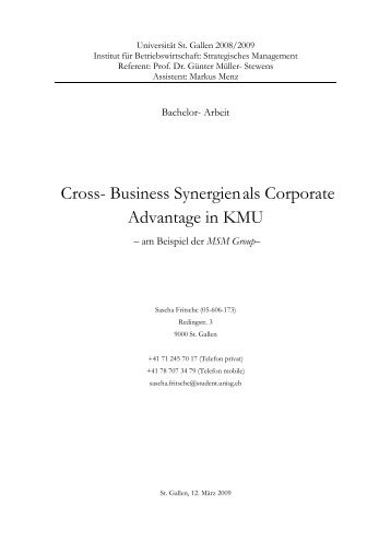 Bachelor-Arbeit, Cross-Business Synergien als ... - MSM Group