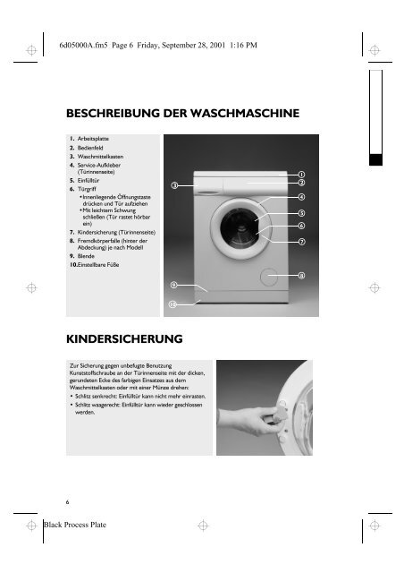 KitchenAid FL 1050 - Washing machine - FL 1050 - Washing machine DE (858001729000) Istruzioni per l'Uso