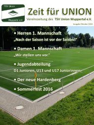 TSV Union Wuppertal e.V. - Vereinszeitschrift Zeit für Union - Ausgabe Oktober 2016