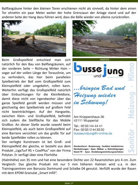 TSV Union Wuppertal e.V. - Vereinszeitschrift Zeit für Union - Ausgabe Oktober 2016