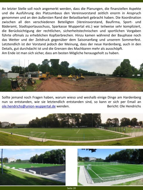 TSV Union Wuppertal e.V. - Vereinszeitschrift Zeit für Union - Ausgabe Oktober 2016