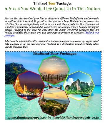 Thailand Tour Packages: 4 Areas You Would Like Going To In This Nation 