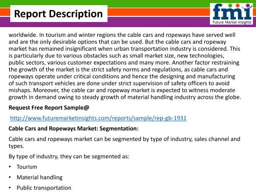 Cable Cars And Ropeways Market