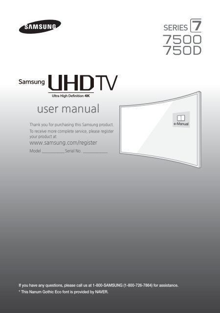 Samsung 40&quot; Class JU7500 7-Series Curved 4K UHD Smart TV - UN40JU7500FXZA - Quick Guide ver. 1.0 (ENGLISH,4.9 MB)