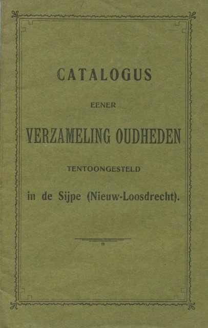 Catalogus Verzameling Oudheden 1903