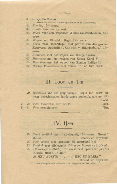 Catalogus Verzameling Oudheden 1903
