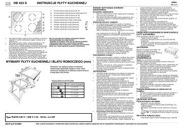 KitchenAid HB 423 S - Hob - HB 423 S - Hob PL (854146401100) Scheda programmi