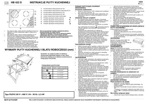 KitchenAid HB 423 S - Hob - HB 423 S - Hob PL (854146401100) Istruzioni per l'Uso