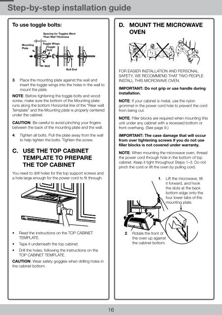 Samsung 1.9 cu. ft. Over-the-Range Microwave (White) - SMH1926W/XAA - Installation Guide ver. 1.0 (ENGLISH,3.78 MB)