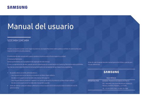 Samsung Samsung 22&quot; LED Monitor - LS22E348ASX/ZA - User Manual ver. 1.0 (SPANISH,1.13 MB)