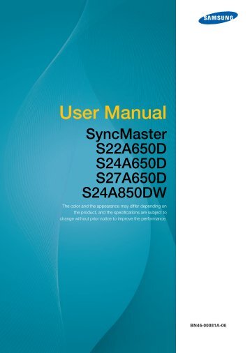 Samsung 21.5" 650 Series Business LED Monitor - LS22A650DS/ZA - User Manual ver. 1.0 (ENGLISH,4.45 MB)