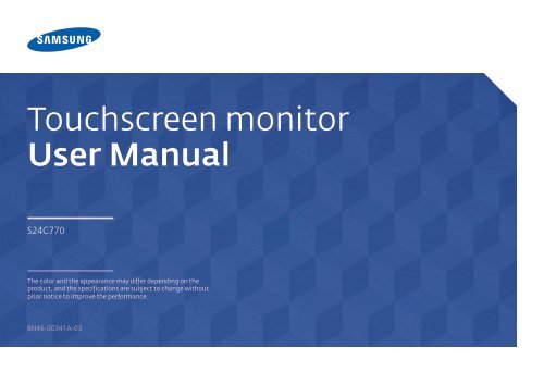 Samsung Samsung LED 24&rdquo; 10- Point Touch Monitor with MVA Panel - LS24C770TS/ZA - User Manual ver. 1.0 (ENGLISH,1.4 MB)