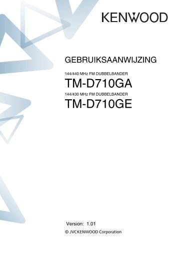 Kenwood TM-D710GA - Communications Dutch INSTRUCTION MANUAL (CD-ROM) (2013)