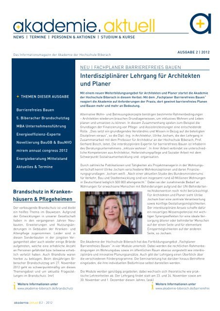 Ausgabe 2/2012 - Akademie der Hochschule Biberach