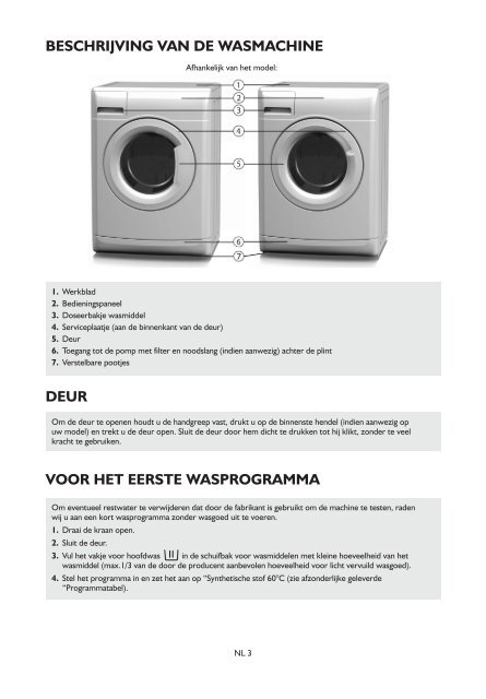 KitchenAid INDIANA 1400 - Washing machine - INDIANA 1400 - Washing machine NL (859235520000) Istruzioni per l'Uso