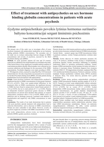 Effect of treatment with antipsychotics on sex hormone binding ...