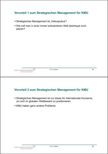 Strategien für KMU: - Forrer Lombriser & Partner AG