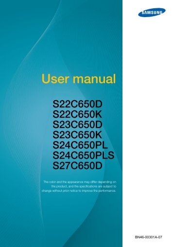 Samsung S22C650D - 21.5â SC650 Series LED Monitor - LS22C65KDSV/GO - User Manual (ENGLISH)