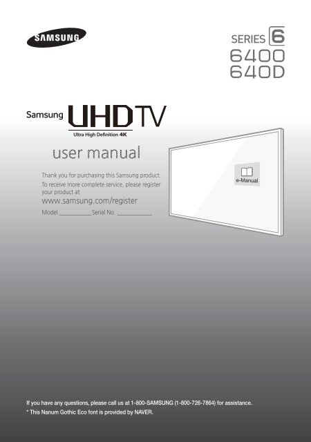 Samsung 40" Class JU6400 6-Series 4K UHD Smart TV - UN40JU6400FXZA - Quick Guide ver. 1.0 (ENGLISH,4.38 MB)
