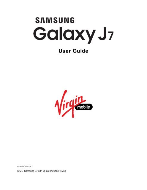 Samsung Galaxy J7 Virgin Mobile Sm J700pzwavmu User Manual Ver Marshmallow 6 0 Wac English North America