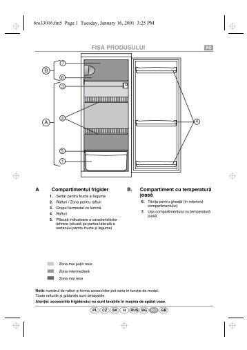 KitchenAid CFS 050 S - Refrigerator - CFS 050 S - Refrigerator RO (853945701000) Istruzioni per l'Uso