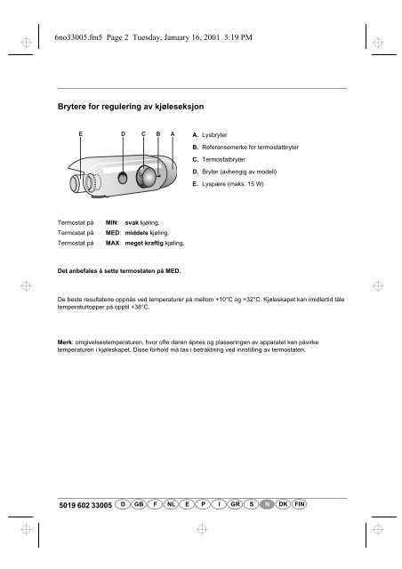 KitchenAid CFS 050 S - Refrigerator - CFS 050 S - Refrigerator NO (853945701000) Scheda programmi