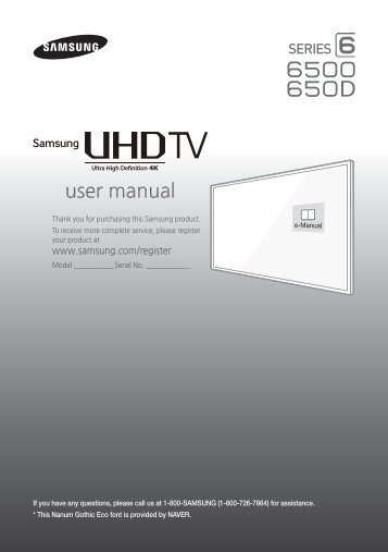 Samsung 55" Class JU650D 6-Series 4K UHD Smart TV - UN55JU650DFXZA - Quick Guide ver. 1.0 (ENGLISH,4.27 MB)