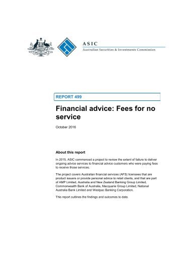 Financial advice Fees for no service