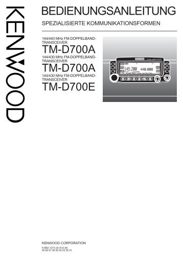 Kenwood TM-D700E - Communications German, Specialized Manual (2000/6/20)