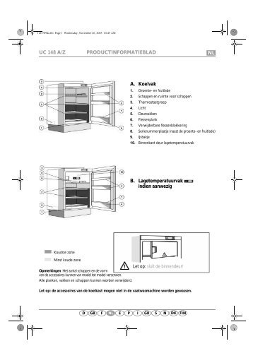 KitchenAid URI 1441/A+ - Refrigerator - URI 1441/A+ - Refrigerator NL (855043201000) Scheda programmi