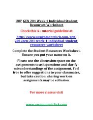 UOP GEN 201 Week 1 Individual Student Resources Worksheet