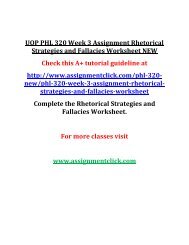 UOP PHL 320 Week 3 Assignment Rhetorical Strategies and Fallacies Worksheet NEW