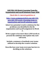 UOP PHL 320 Week 4 Learning Team Re-Organization and Layoff Solutions Paper NEW