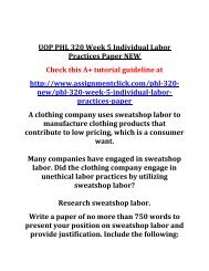 UOP PHL 320 Week 5 Individual Labor Practices Paper NEW