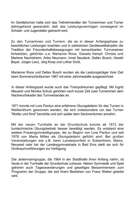 Turnabteilung! Mit der turnsportlichen Nutzung der neuen Stadthalle ...