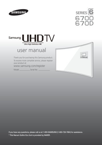 Samsung 40" Class JU6700 6-Series Curved 4K UHD Smart TV - UN40JU6700FXZA - Quick Guide ver. 1.0 (ENGLISH,4.72 MB)