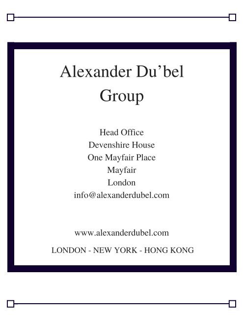 Alexander Du'bel Group Booklet