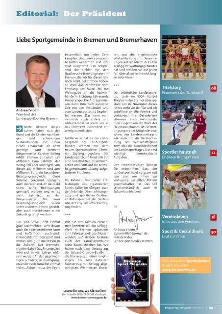 BREMER SPORT Magazin | November 2016