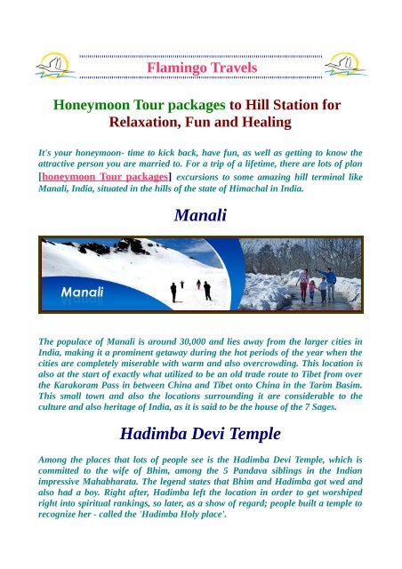 Amazing And Terminal Honeymoon tour packages