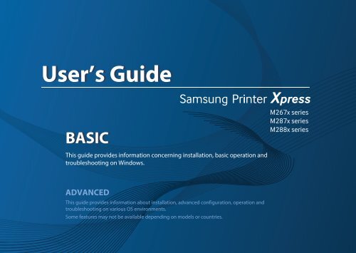 Samsung Samsung Multifunction Xpress M2875FW - SL-M2875FW/XAA - User Manual (ENGLISH)