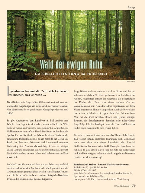 WOLL-Magazin für Brilon, Olsberg, Marsberg, Willingen und Umgebung - Ausgabe Herbst 2016
