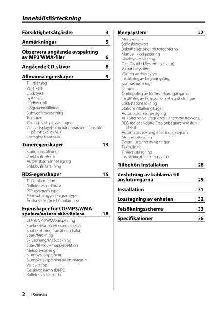 Kenwood KDC-W6027 - Car Electronics Swedish, Finnish, Slovene (2003/11/4)